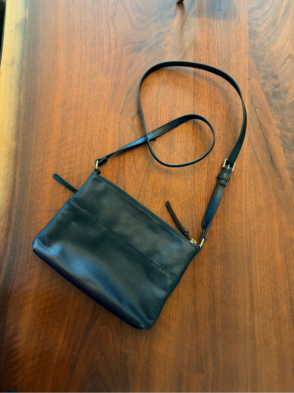 Fossil - Black Leather Crossbody Bag